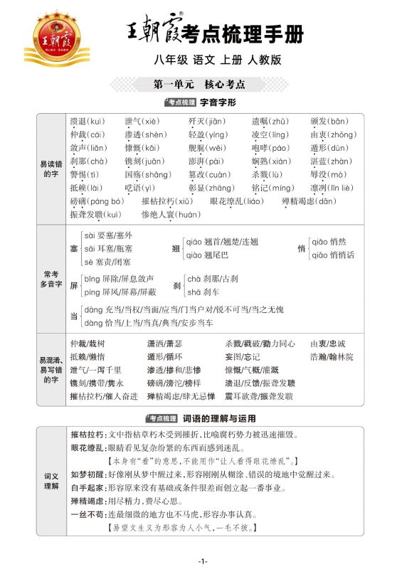 初中语文《王朝霞-考点梳理手册》-极享资源 - 极致畅享全网精选资源