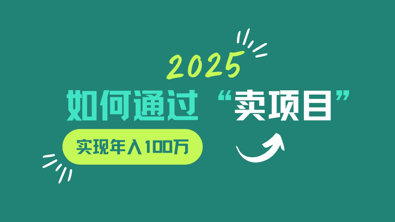 2025年如何通过“卖项目”实现年入100w - 极享资源 - 极致畅享全网精选资源-极享资源 - 极致畅享全网精选资源