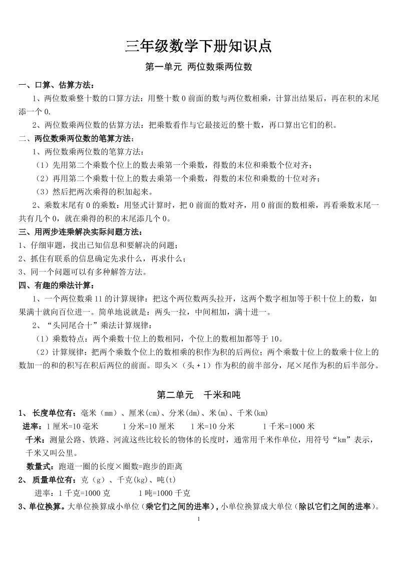 三下苏教版数学汇总重点 - 极享资源 - 极致畅享全网精选资源-极享资源 - 极致畅享全网精选资源